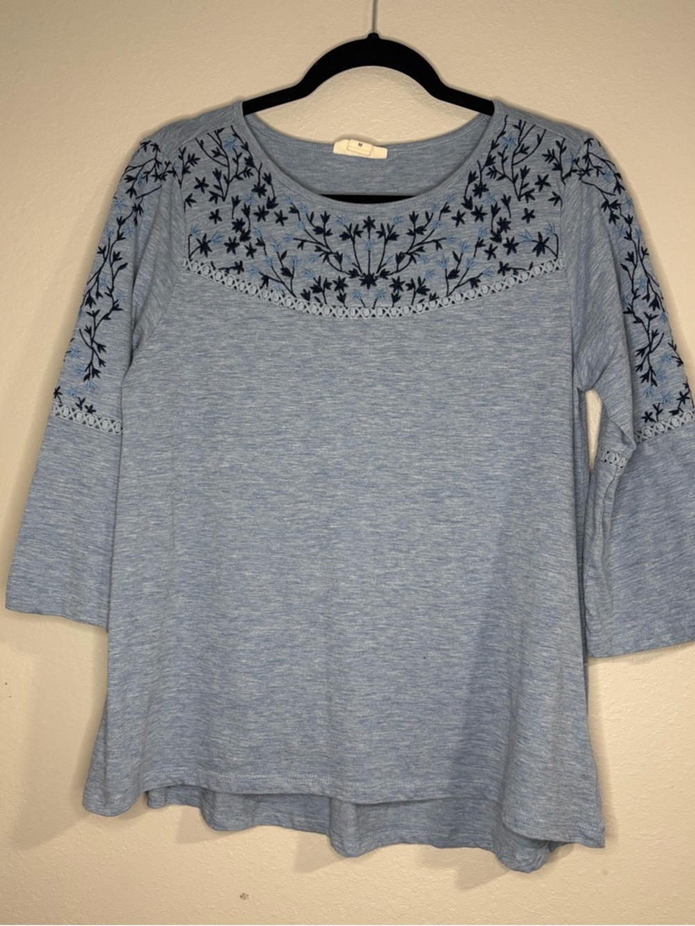 Style & Co. Light Blue Embroidered Yoke Tunic